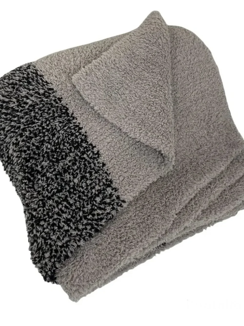 Barefoot Dreams Luxe Heathered Stripe Throw Blanket PEWTER BLACK
